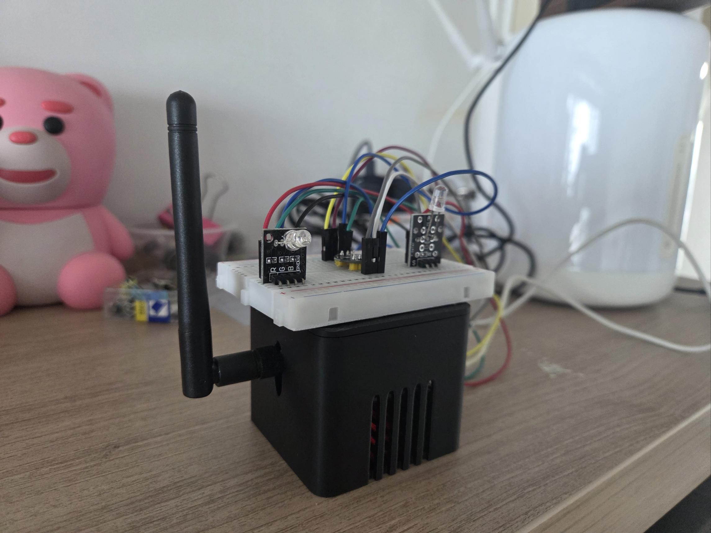 ESP32 board with sensors in 3D-printed case